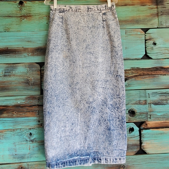 VINTAGE PARIS BLUES ACID WASH SKIRT - Picture 8 of 12
